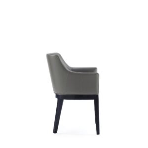 Manhattan Comfort Gansevoort Modern Faux Leather Dining Armchair in Pebble Grey