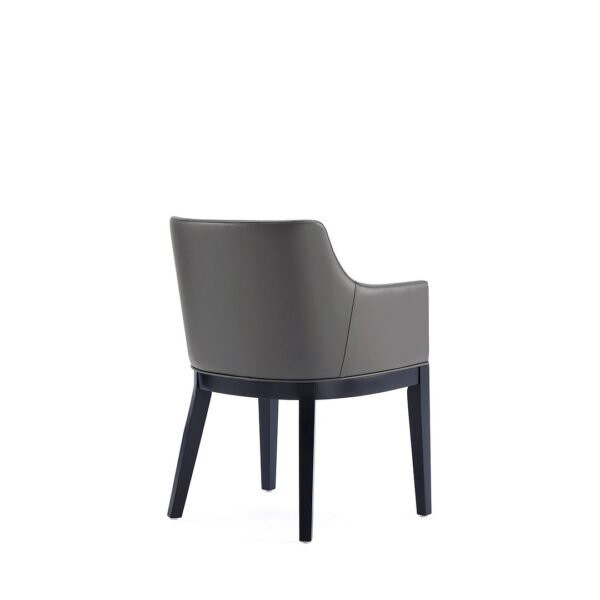 Manhattan Comfort Gansevoort Modern Faux Leather Dining Armchair in Pebble Grey