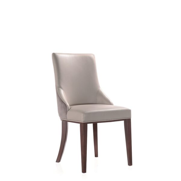 Manhattan Comfort Shubert Modern Faux Leather and Velvet Dining Chair in Light Grey (Set of 2)