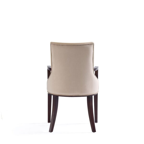 Manhattan Comfort Shubert Modern Faux Leather and Velvet Dining Armchair in Tan