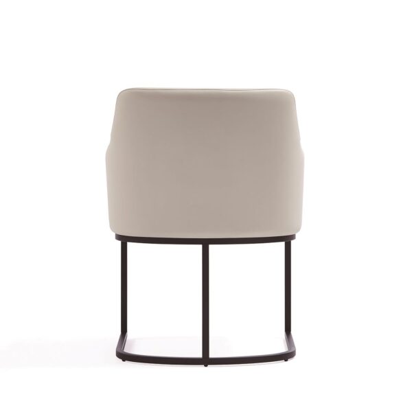 Manhattan Comfort Modern Serena Dining Armchair Upholstered in Leatherette with Steel Legs in Cream