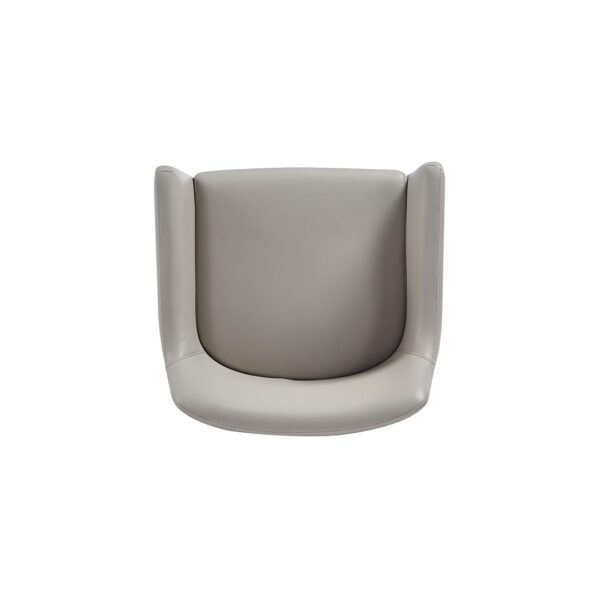 Manhattan Comfort Modern Serena Dining Armchair Upholstered in Leatherette with Steel Legs in Light Grey