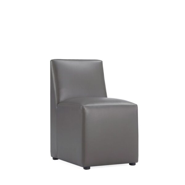 Manhattan Comfort Anna Modern Square Faux Leather Dining Chair in Pewter