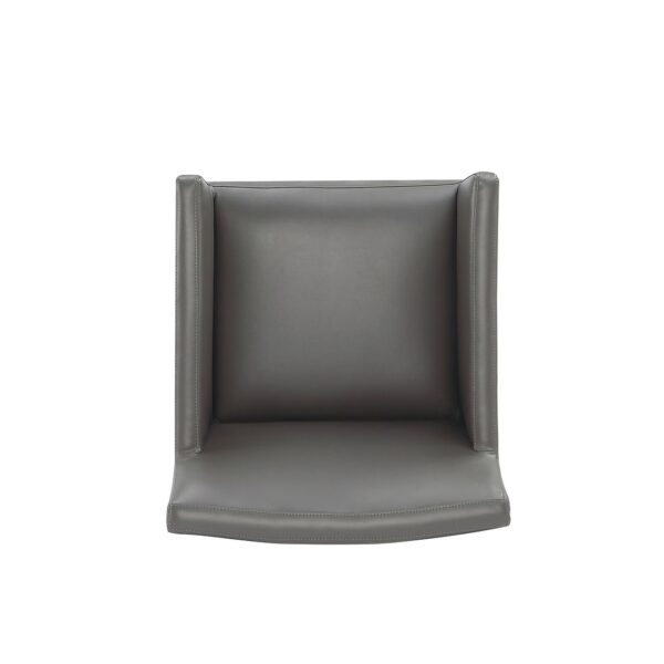 Manhattan Comfort Anna Modern Square Faux Leather Dining Armchair in Pewter