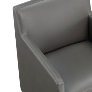 Manhattan Comfort Anna Modern Square Faux Leather Dining Armchair in Pewter