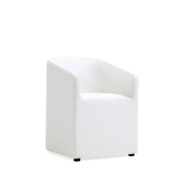 Manhattan Comfort Anna Modern Round Faux Leather Dining Armchair in Cream