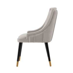 Manhattan Comfort Modern Eda Velvet and Leatherette Dining Chair in Grey