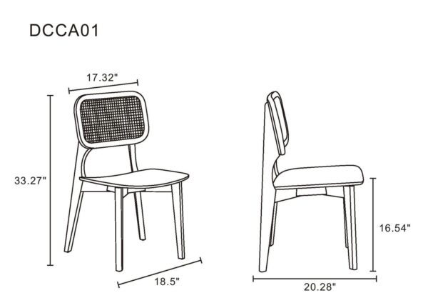 Manhattan Comfort Versailles Square Dining Chair in Nature Cane - Set of 2