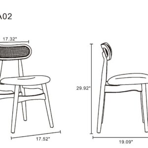 Manhattan Comfort Colbert Dining Chair in Nature and Cane with Oatmeal Upholstered Seating - Set of 2