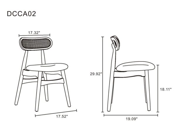 Manhattan Comfort Colbert Dining Chair in Nature and Cane with Oatmeal Upholstered Seating - Set of 2