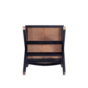 Manhattan Comfort Hamlet Dining Chair in Black and Natural Cane - Set of 2