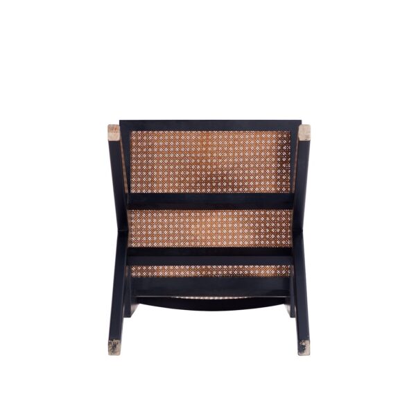 Manhattan Comfort Hamlet Dining Chair in Black and Natural Cane - Set of 2