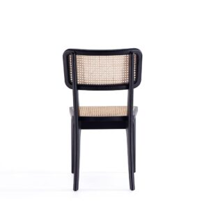 Manhattan Comfort Giverny Dining Chair in Black and Natural Cane - Set of 2