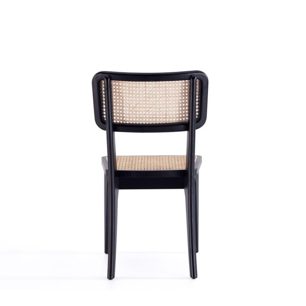 Manhattan Comfort Giverny Dining Chair in Black and Natural Cane - Set of 2