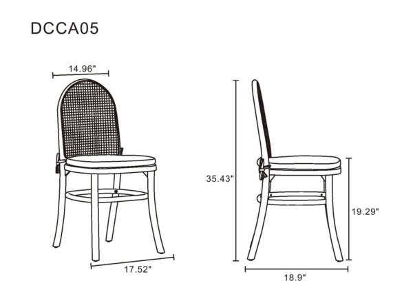 Manhattan Comfort Paragon Dining Chair 1.0 with Cream Cushions in Nature and Cane - Set of 2