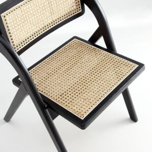 Manhattan Comfort Lambinet Folding Dining Chair in Black and Natural Cane - Set of 2