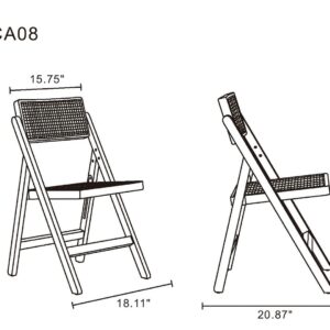 Manhattan Comfort Pullman Folding Dining Chair in Nature Cane- Set of 2