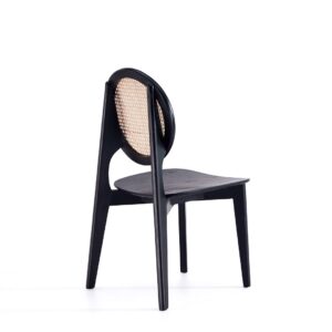 Manhattan Comfort Versailles Round Dining Chair in Black and Natural Cane - Set of 2