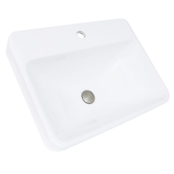 Nantucket Sinks DI-2317-R1 Brant Point 23 Inch Drop-In Rectangular Ceramic Vanity Sink in White