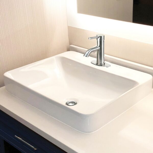 Nantucket Sinks DI-2317-R1 Brant Point 23 Inch Drop-In Rectangular Ceramic Vanity Sink in White