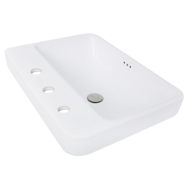 Nantucket Sinks DI-2317-R8 Brant Point 23 Inch Drop-In Rectangular Ceramic Vanity Sink in White