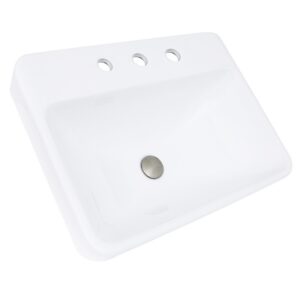 Nantucket Sinks DI-2317-R8 Brant Point 23 Inch Drop-In Rectangular Ceramic Vanity Sink in White