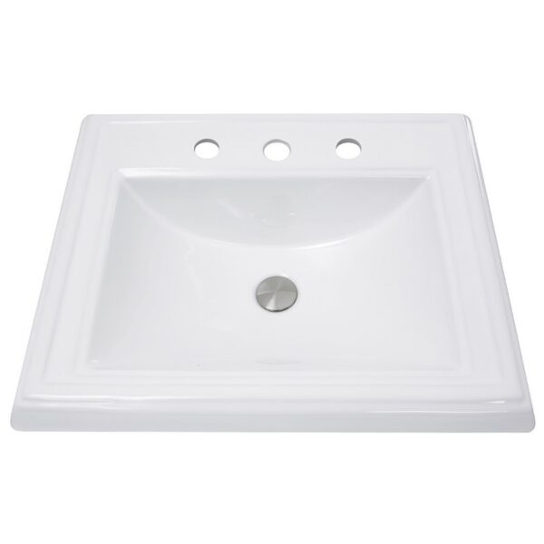 Nantucket Sinks DI-2418-R8 Great Point 23 Inch Rectangular Drop-In Ceramic Vanity Sink