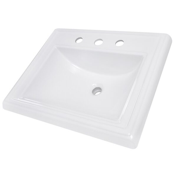 Nantucket Sinks DI-2418-R8 Great Point 23 Inch Rectangular Drop-In Ceramic Vanity Sink