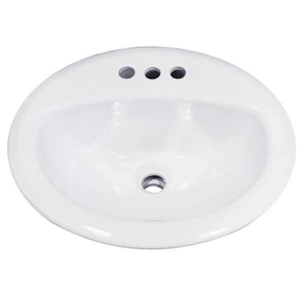 Nantucket Sinks DI2017-4 Great Point 20.25 Inch Drop-In Ceramic Vanity Sink