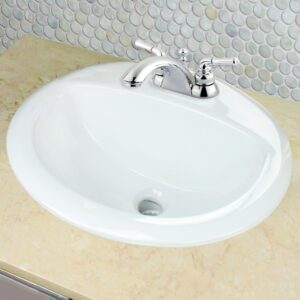 Nantucket Sinks DI2017-4 Great Point 20.25 Inch Drop-In Ceramic Vanity Sink