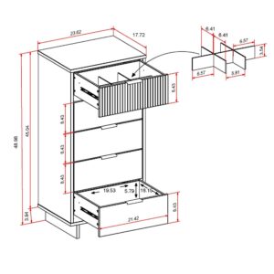 Manhattan Comfort Granville Tall 23.62" Modern Narrow Dresser with 5 Full Extension Drawers in White