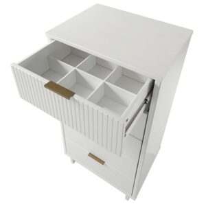 Manhattan Comfort Granville Tall 23.62" Modern Narrow Dresser with 5 Full Extension Drawers in White