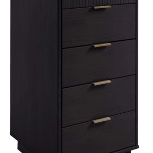 Manhattan Comfort Granville Tall 23.62" Modern Narrow Dresser with 5 Full Extension Drawers in Black