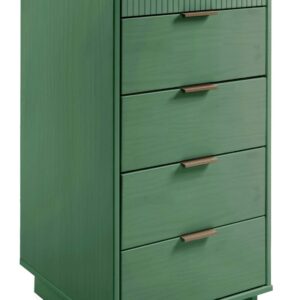 Manhattan Comfort Granville Tall 23.62" Modern Narrow Dresser with 5 Full Extension Drawers in Sage Green