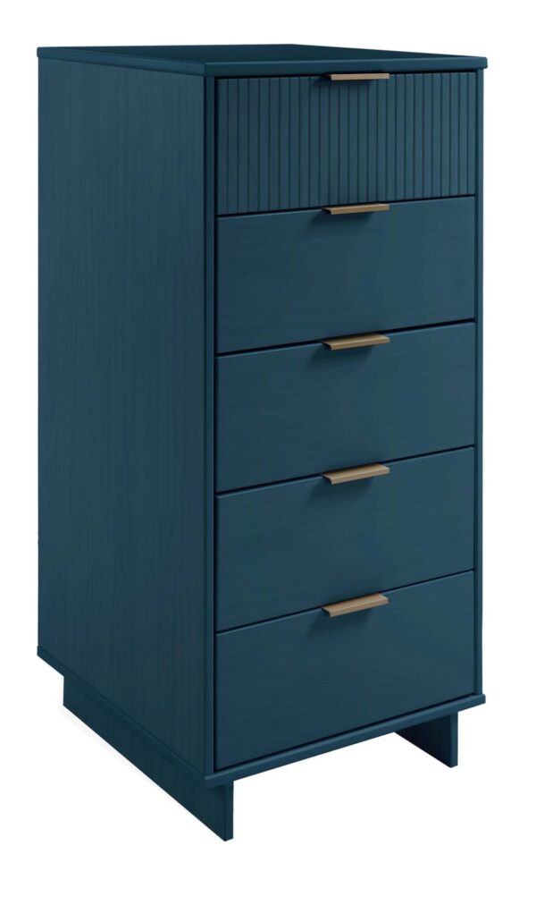 Manhattan Comfort Granville Tall 23.62" Modern Narrow Dresser with 5 Full Extension Drawers in Midnight Blue