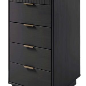 Manhattan Comfort Granville Tall 23.62" Modern Narrow Dresser with 5 Full Extension Drawers in Dark Grey