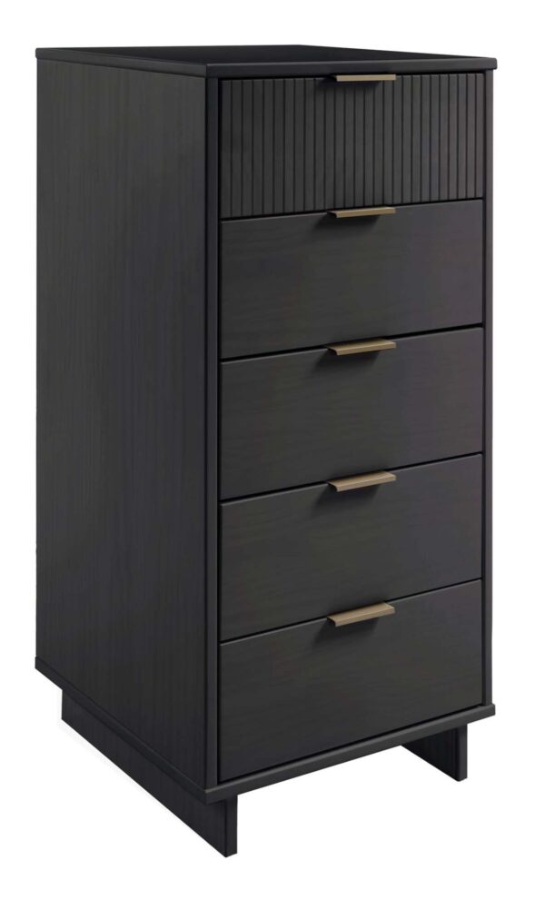 Manhattan Comfort Granville Tall 23.62" Modern Narrow Dresser with 5 Full Extension Drawers in Dark Grey