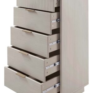 Manhattan Comfort Granville Tall 23.62" Modern Narrow Dresser with 5 Full Extension Drawers in Light Grey