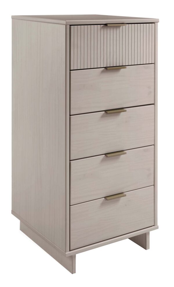 Manhattan Comfort Granville Tall 23.62" Modern Narrow Dresser with 5 Full Extension Drawers in Light Grey