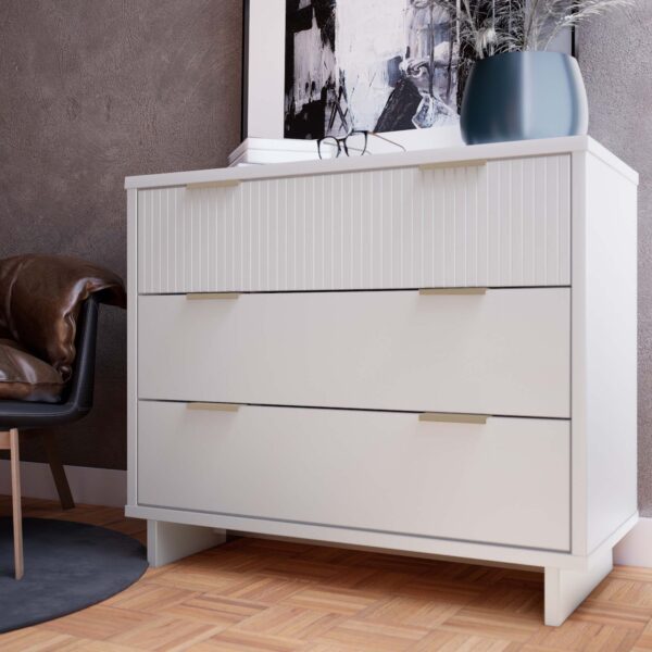 Manhattan Comfort Granville 38.18" Modern Standard Dresser with 3 Full Extension Drawers in White