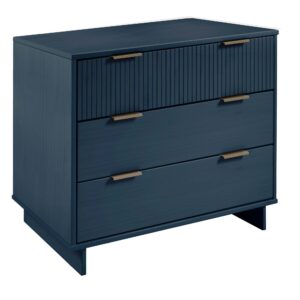 Manhattan Comfort Granville 38.18" Modern Standard Dresser with 3 Full Extension Drawers in Midnight Blue