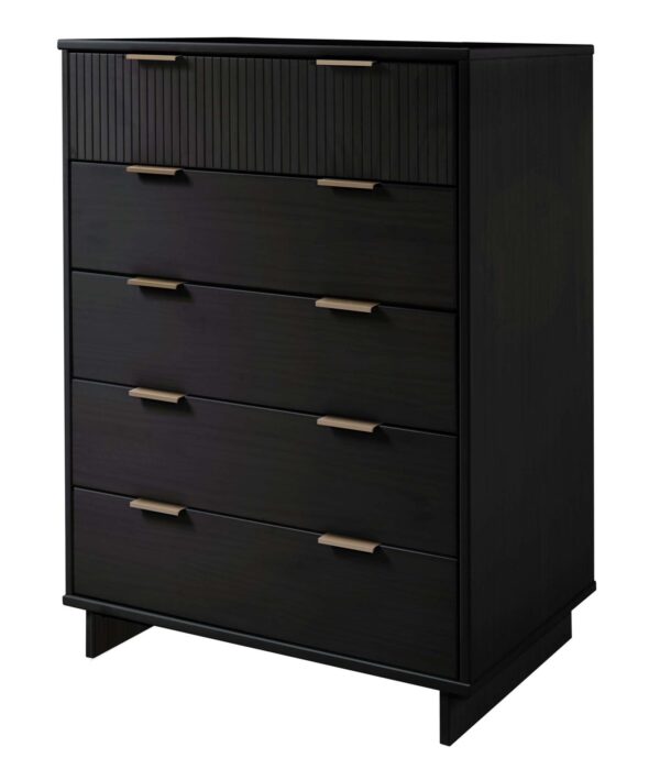 Manhattan Comfort Granville 45.27" Modern Tall Dresser with 5 Full Extension Drawers in Black