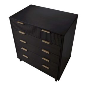 Manhattan Comfort Granville 45.27" Modern Tall Dresser with 5 Full Extension Drawers in Black