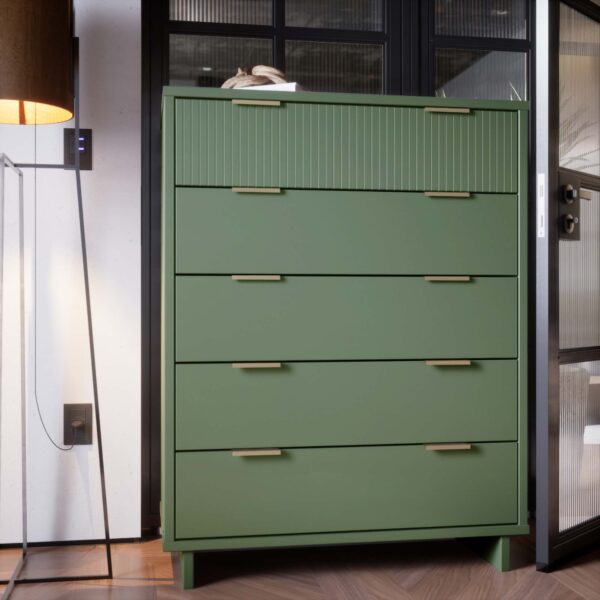 Manhattan Comfort Granville 45.27" Modern Tall Dresser with 5 Full Extension Drawers in Sage Green