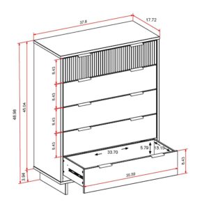 Manhattan Comfort Granville 45.27" Modern Tall Dresser with 5 Full Extension Drawers in Sage Green