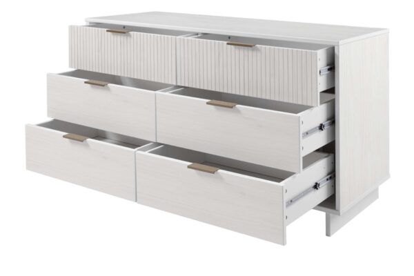 Manhattan Comfort Granville 55.07" Modern Double Wide Dresser with 6 Full Extension Drawers in White