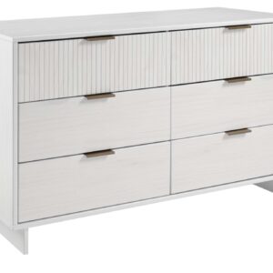 Manhattan Comfort Granville 55.07" Modern Double Wide Dresser with 6 Full Extension Drawers in White