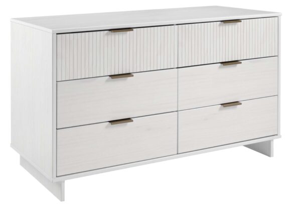 Manhattan Comfort Granville 55.07" Modern Double Wide Dresser with 6 Full Extension Drawers in White