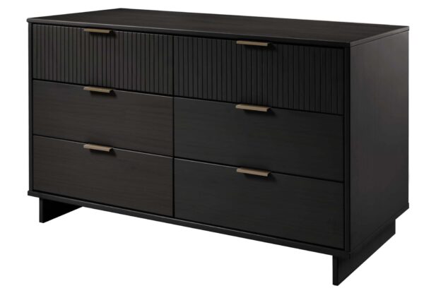 Manhattan Comfort Granville 55.07" Modern Double Wide Dresser with 6 Full Extension Drawers in Black