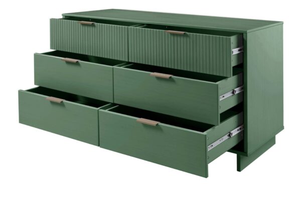 Manhattan Comfort Granville 55.07" Modern Double Wide Dresser with 6 Full Extension Drawers in Sage Green